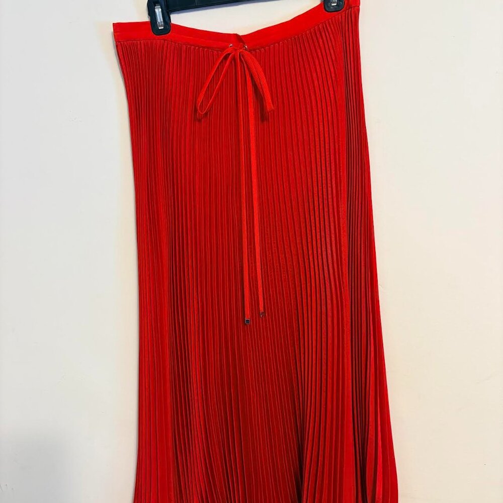 Tibi pleated red midi skirt size 8